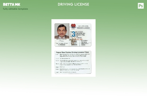 Модерен стил шаблон за возачка дозвола Папуа Нова Гвинеја